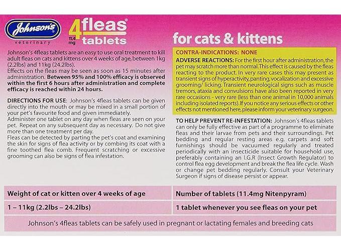 Johnson's 4fleas Kitten/Cat Tabs 3Tabs