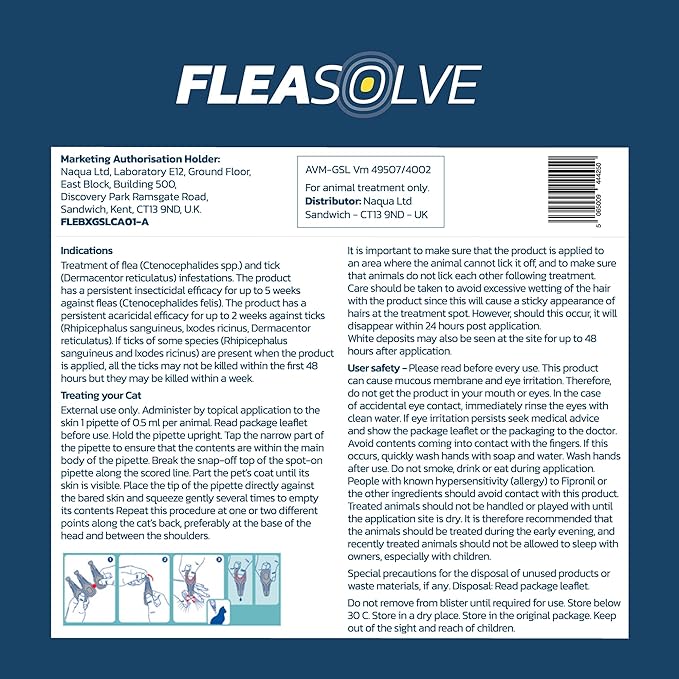 Fleasolve Spot On Flea Treatment - Cat